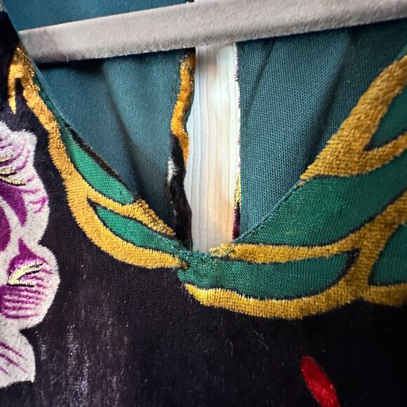 She + Sky Womens Small Floral Velvet Burnout Sleeveless Mini Dress Whimsigoth - Picture 10 of 10